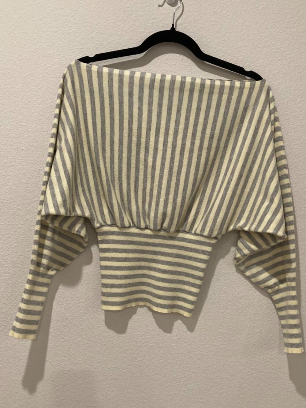 Cotton On Everfine Butter Grey Striped Batwing Knit Top XS